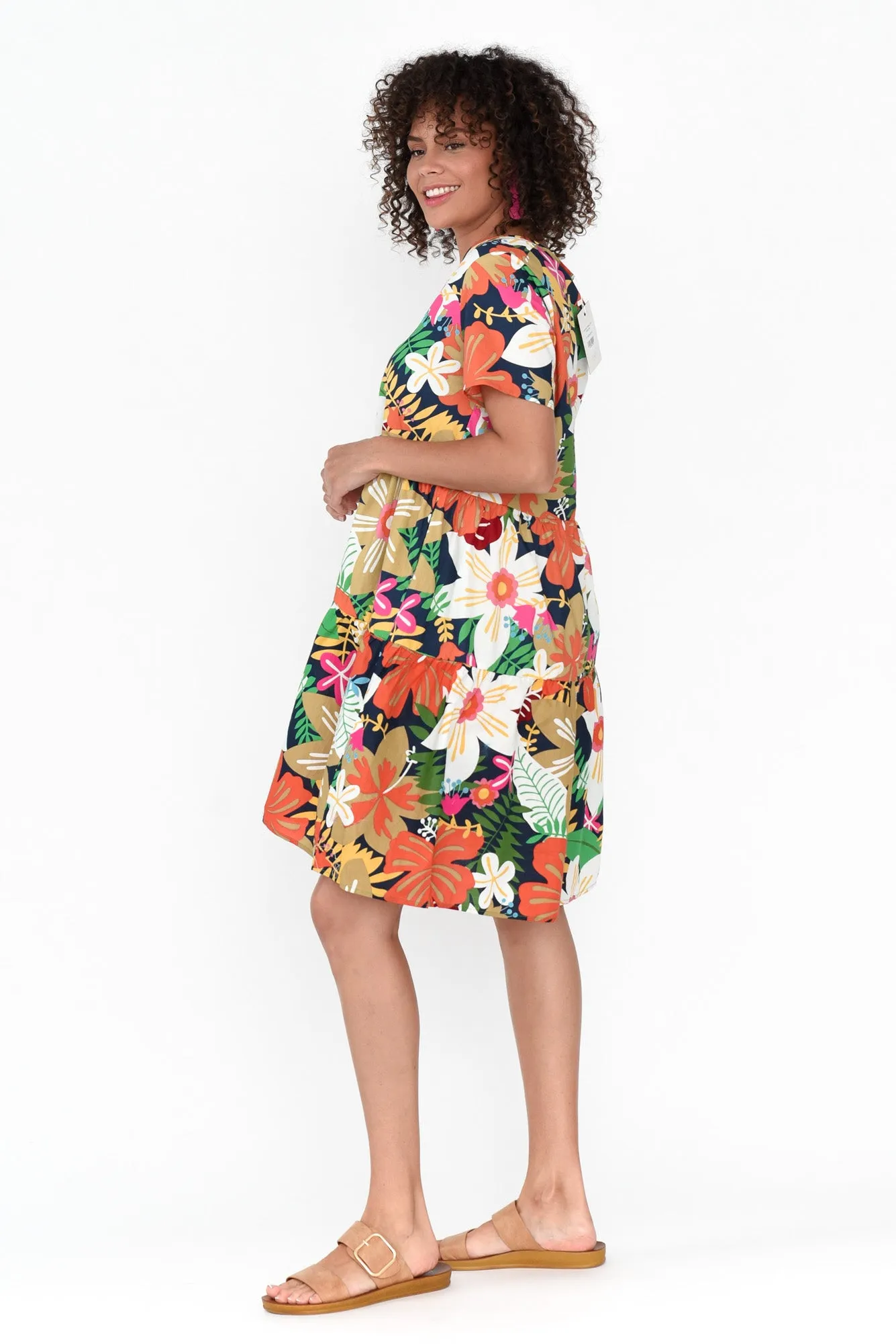 Kienna Navy Hibiscus Cotton Dress sold by Blue Bungalow product image thumbnail 4