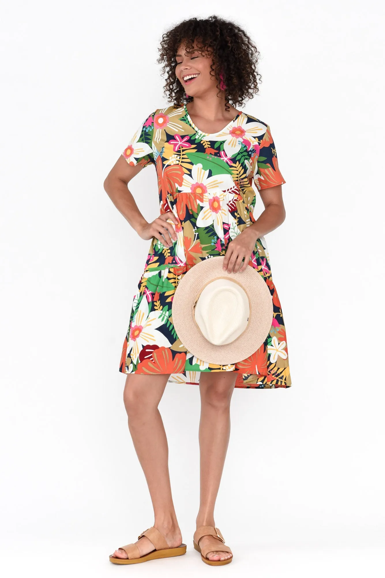 Kienna Navy Hibiscus Cotton Dress sold by Blue Bungalow product image thumbnail 2