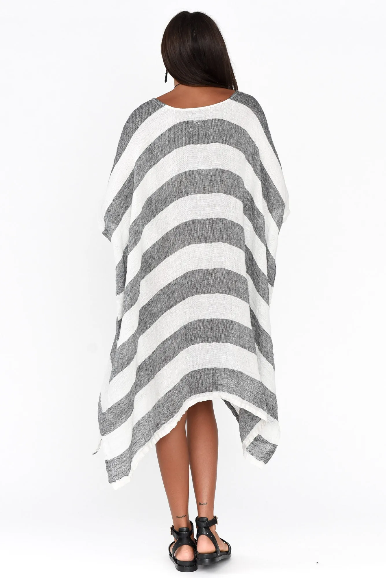 Belize Black Stripe Linen Kaftan sold by Blue Bungalow product image thumbnail 4