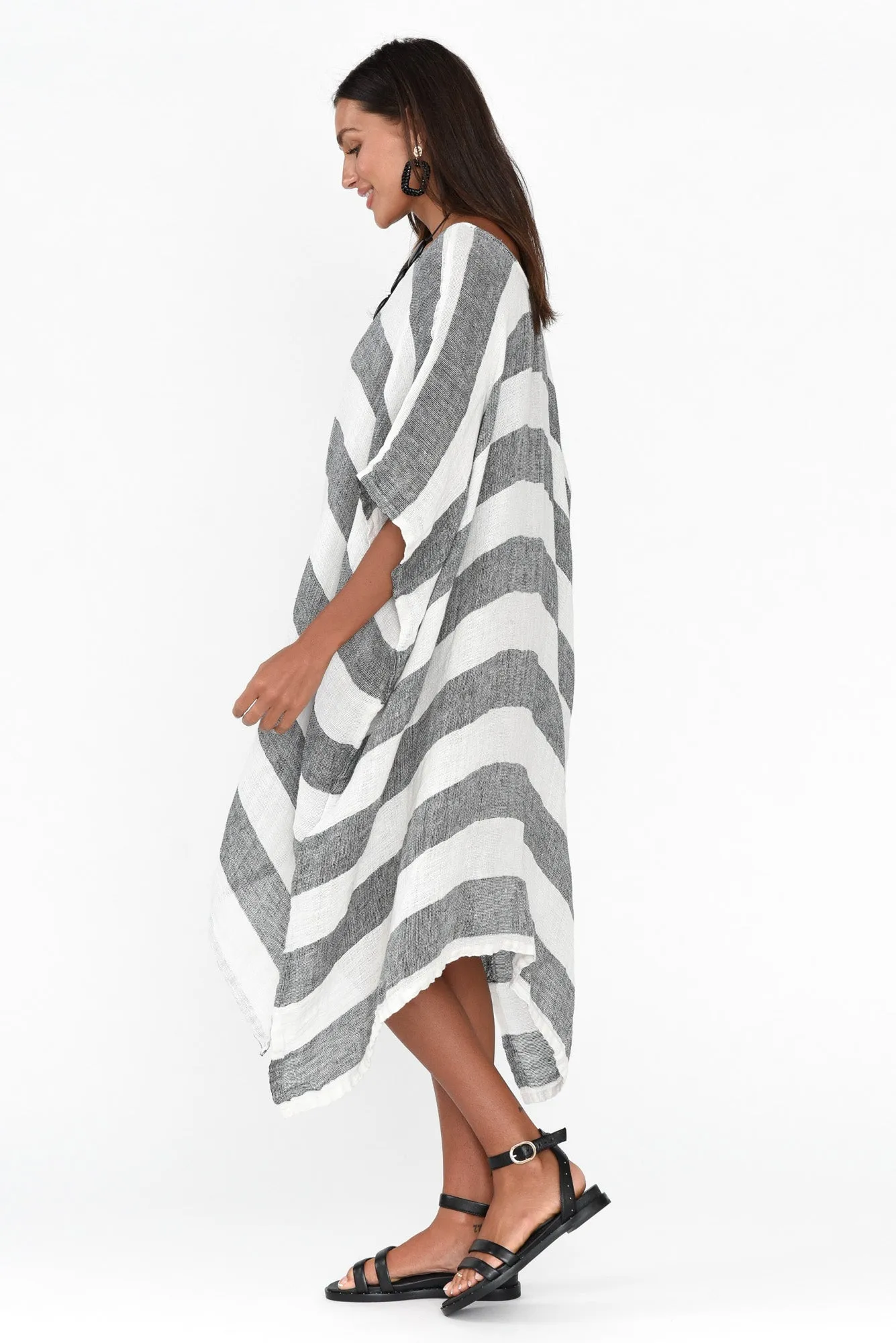 Belize Black Stripe Linen Kaftan sold by Blue Bungalow product image thumbnail 3