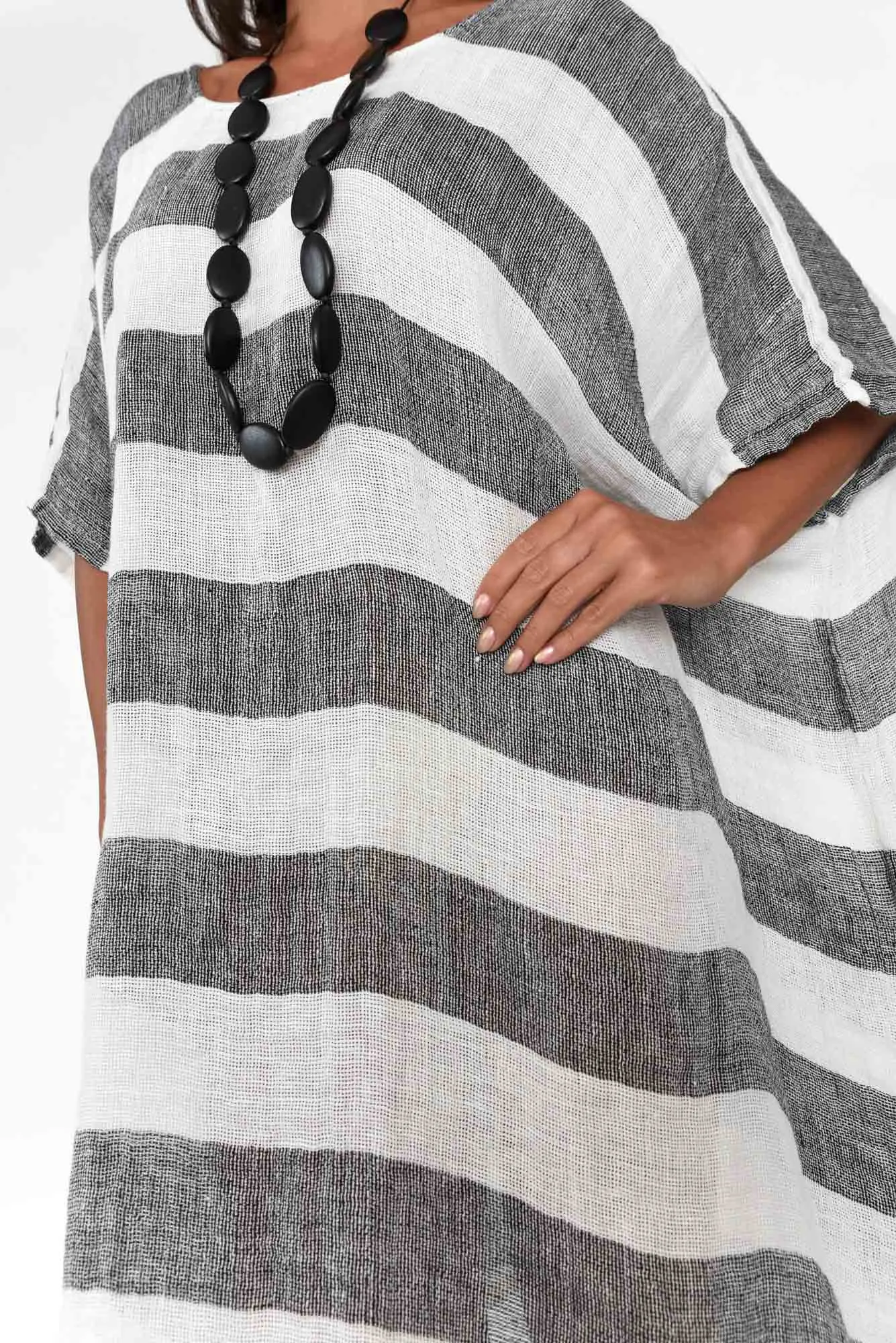 Belize Black Stripe Linen Kaftan sold by Blue Bungalow product image thumbnail 5