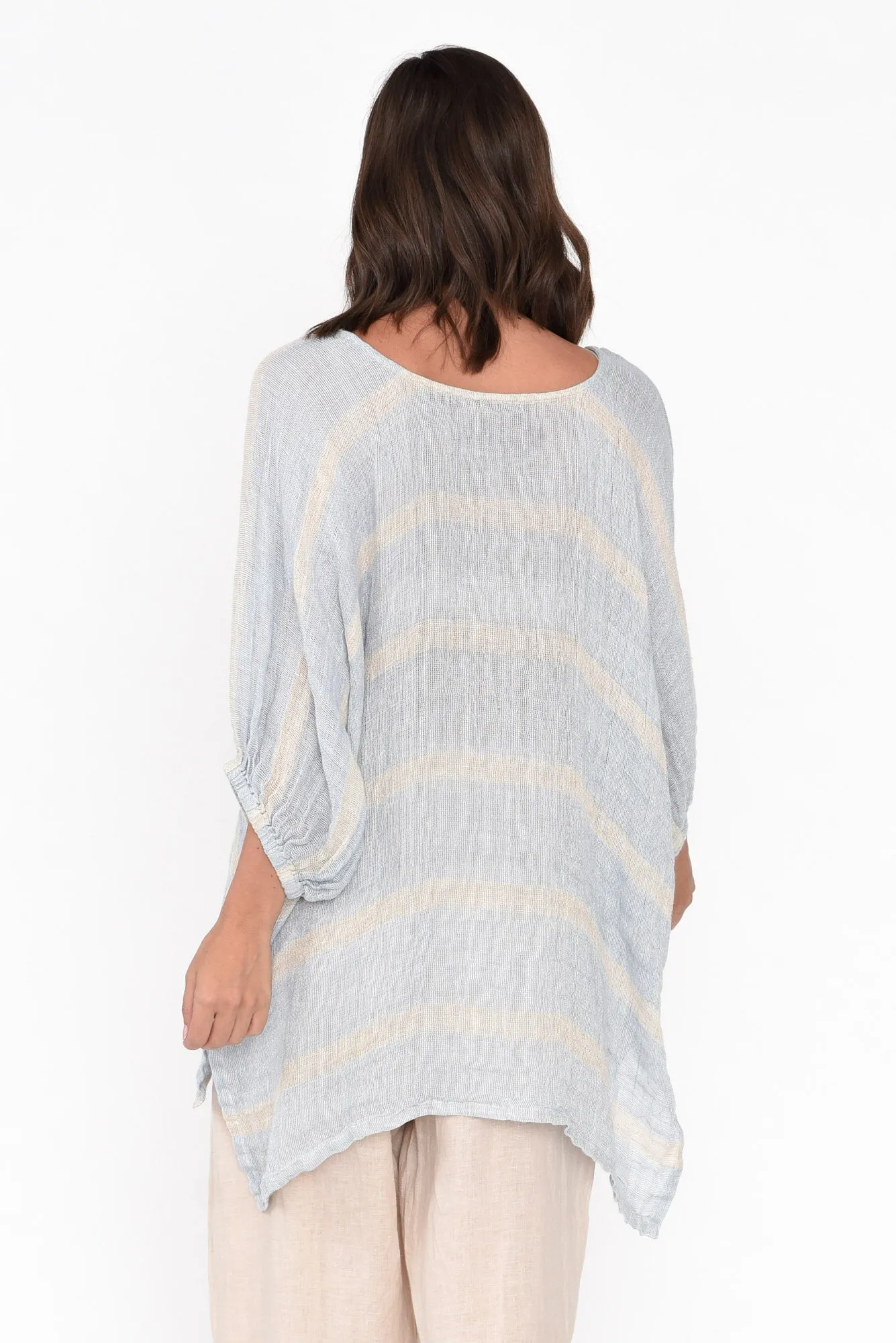 Nassau Blue Stripe Linen Top sold by Blue Bungalow product image thumbnail 4