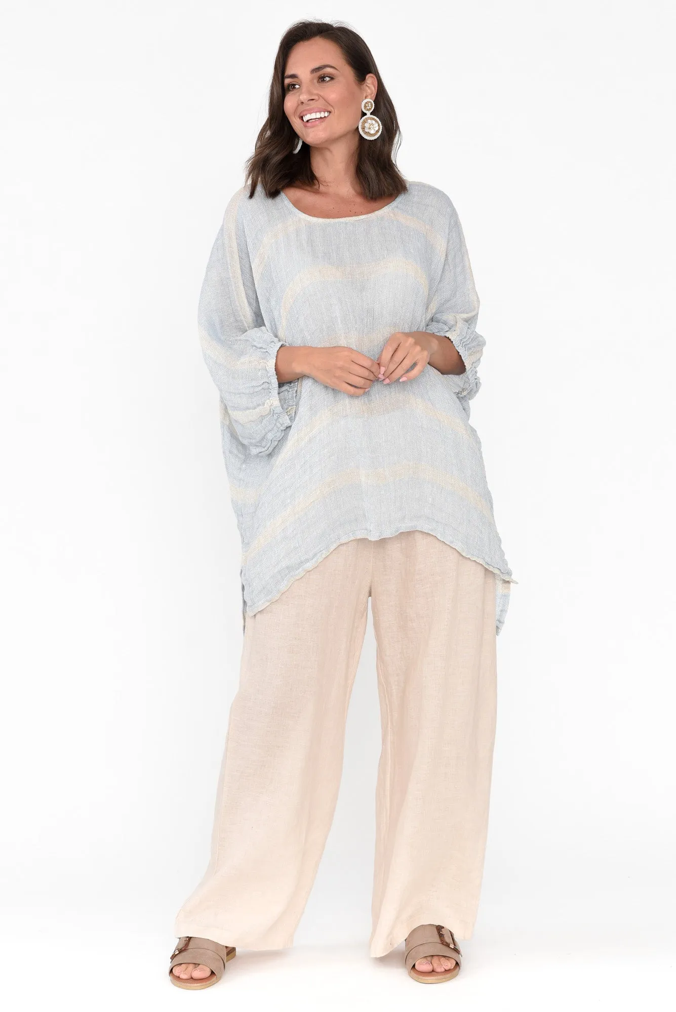 Nassau Blue Stripe Linen Top sold by Blue Bungalow product image thumbnail 5
