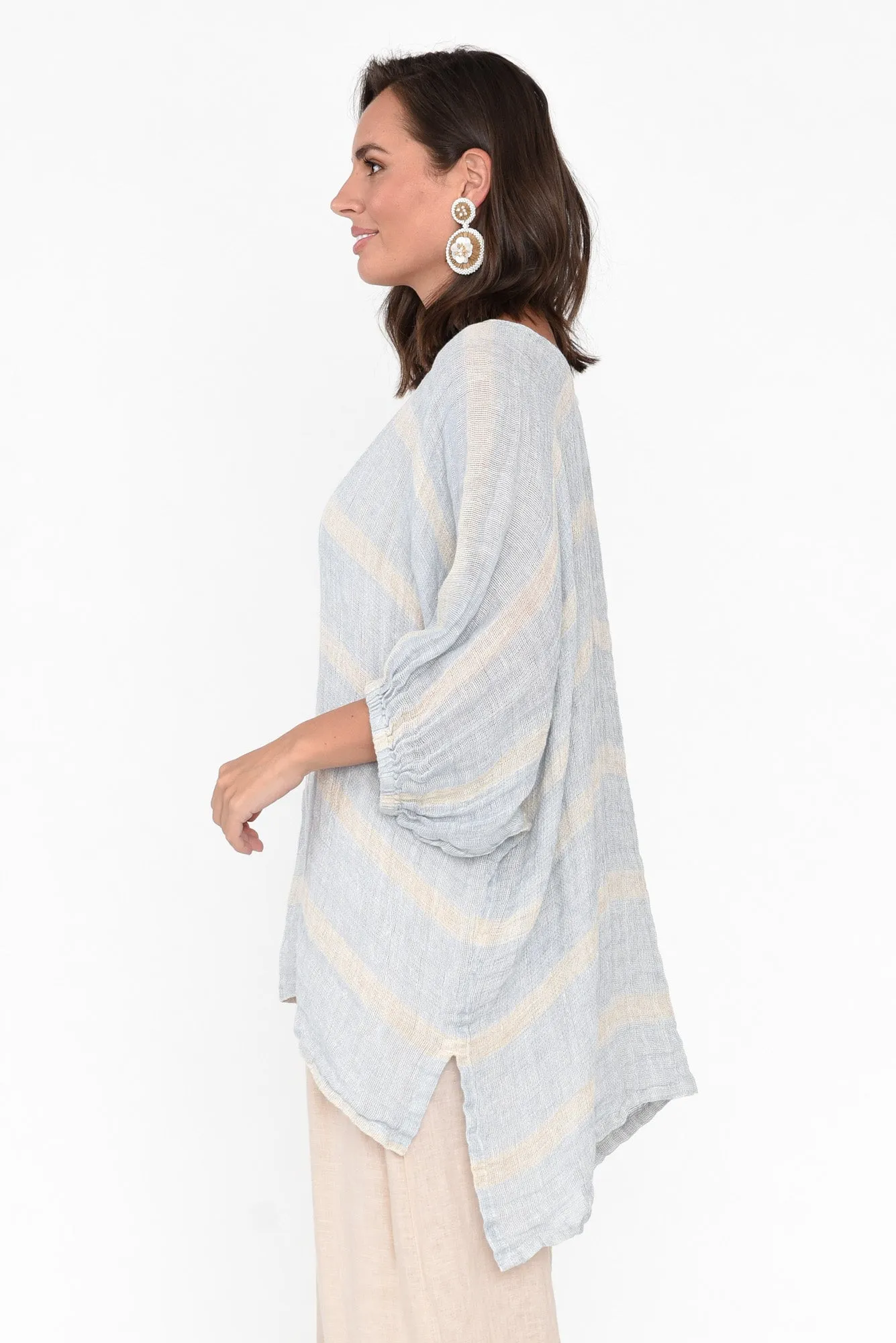 Nassau Blue Stripe Linen Top sold by Blue Bungalow product image thumbnail 3