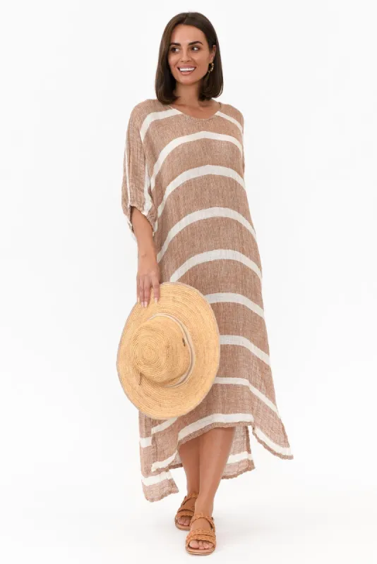 Marcel Rust Stripe Linen Dress sold by Blue Bungalow