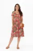Hanoi Red Floral Cotton Blend Dress sold by Blue Bungalow