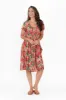Hanoi Red Floral Cotton Blend Dress sold by Blue Bungalow