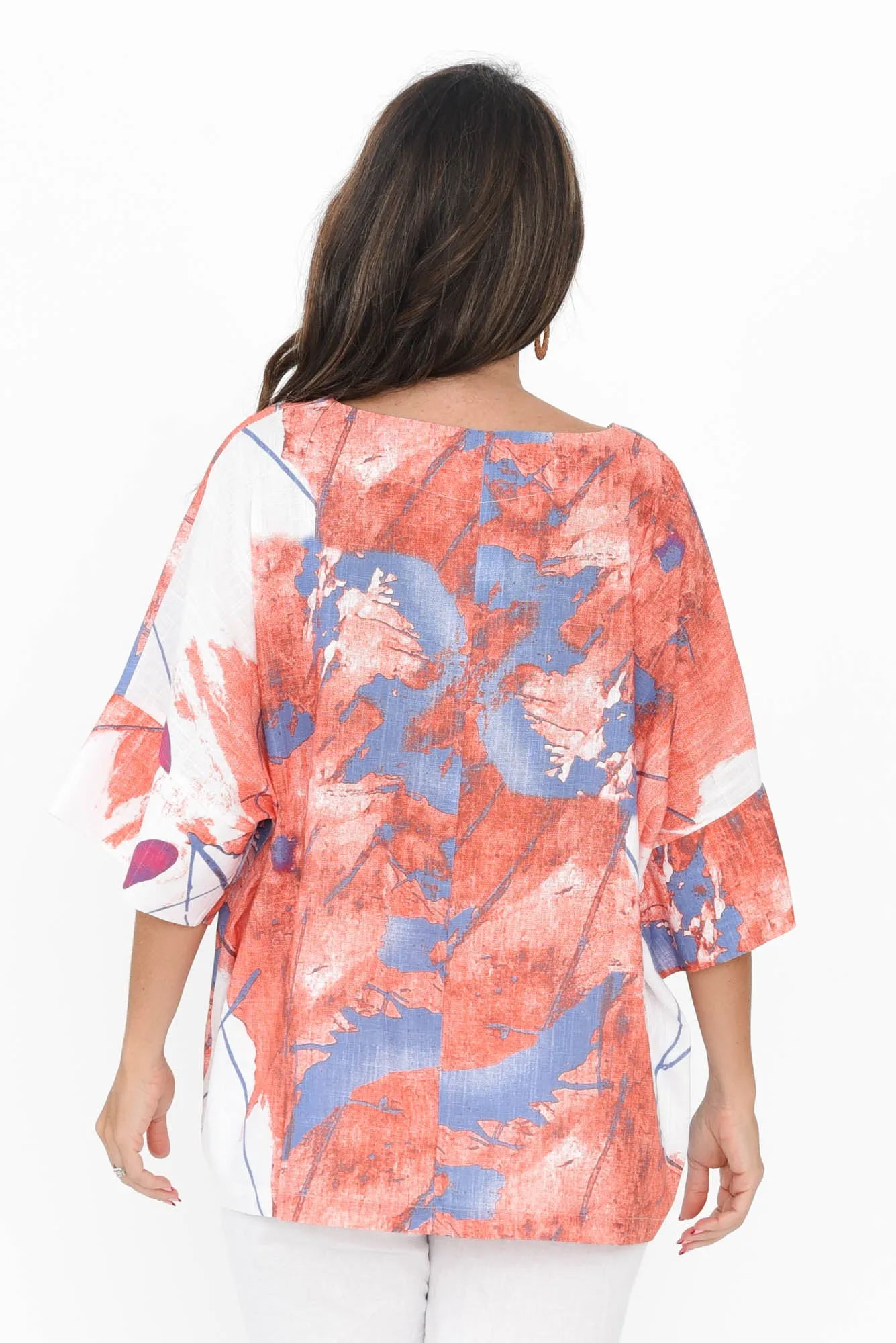 Alton Blue Abstract Linen Cotton Top sold by Blue Bungalow product image thumbnail 4