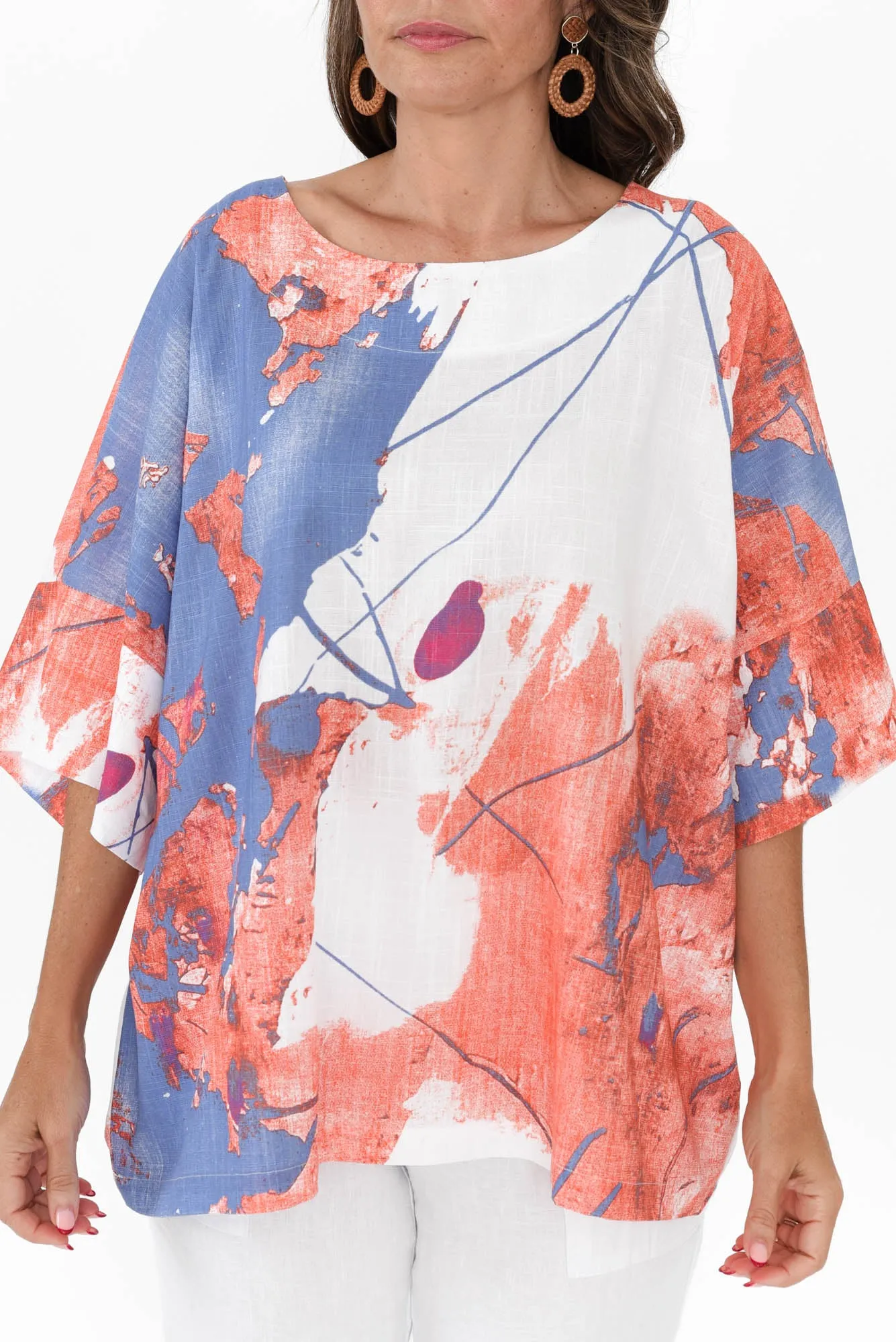 Alton Blue Abstract Linen Cotton Top sold by Blue Bungalow product image thumbnail 5