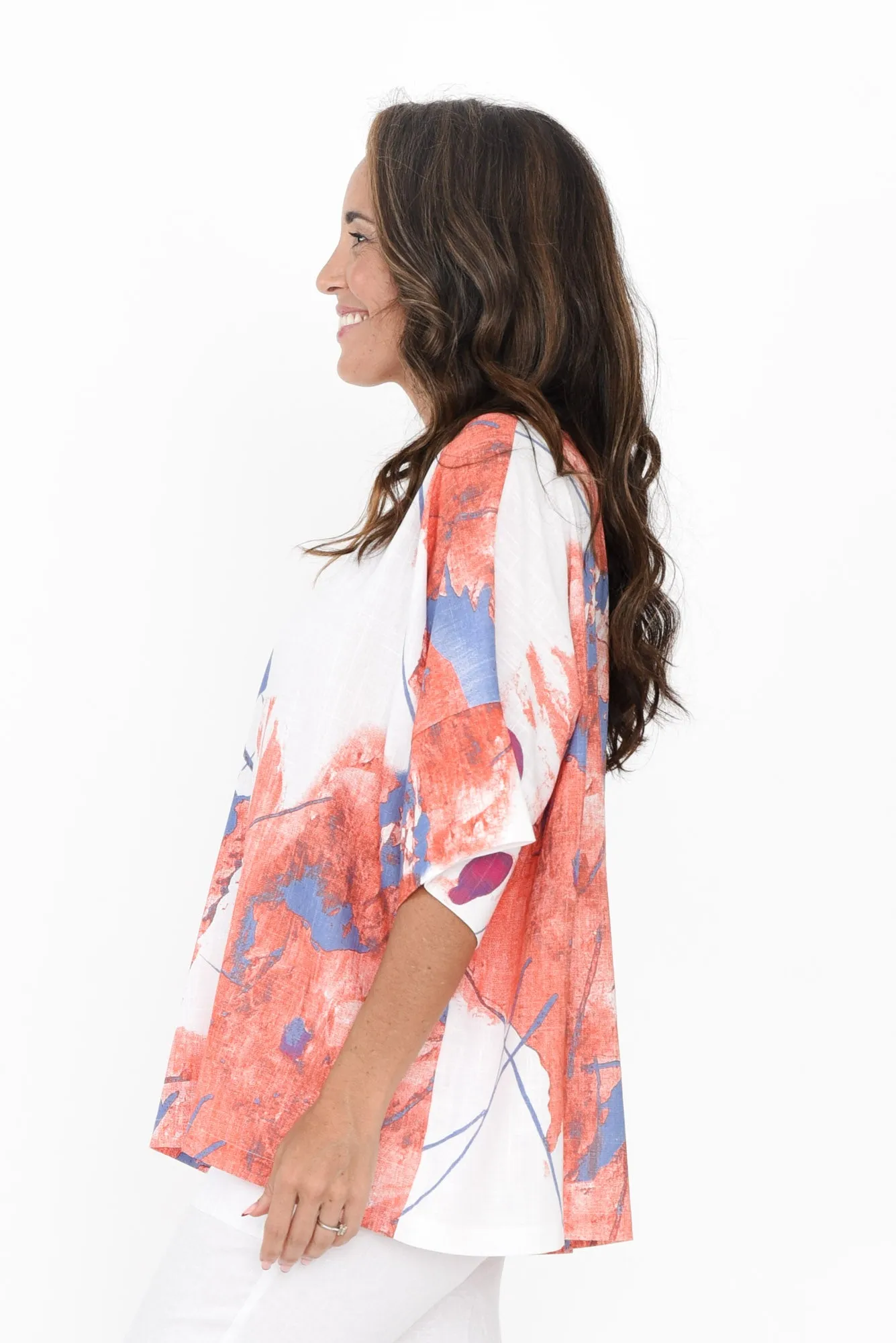 Alton Blue Abstract Linen Cotton Top sold by Blue Bungalow product image thumbnail 3