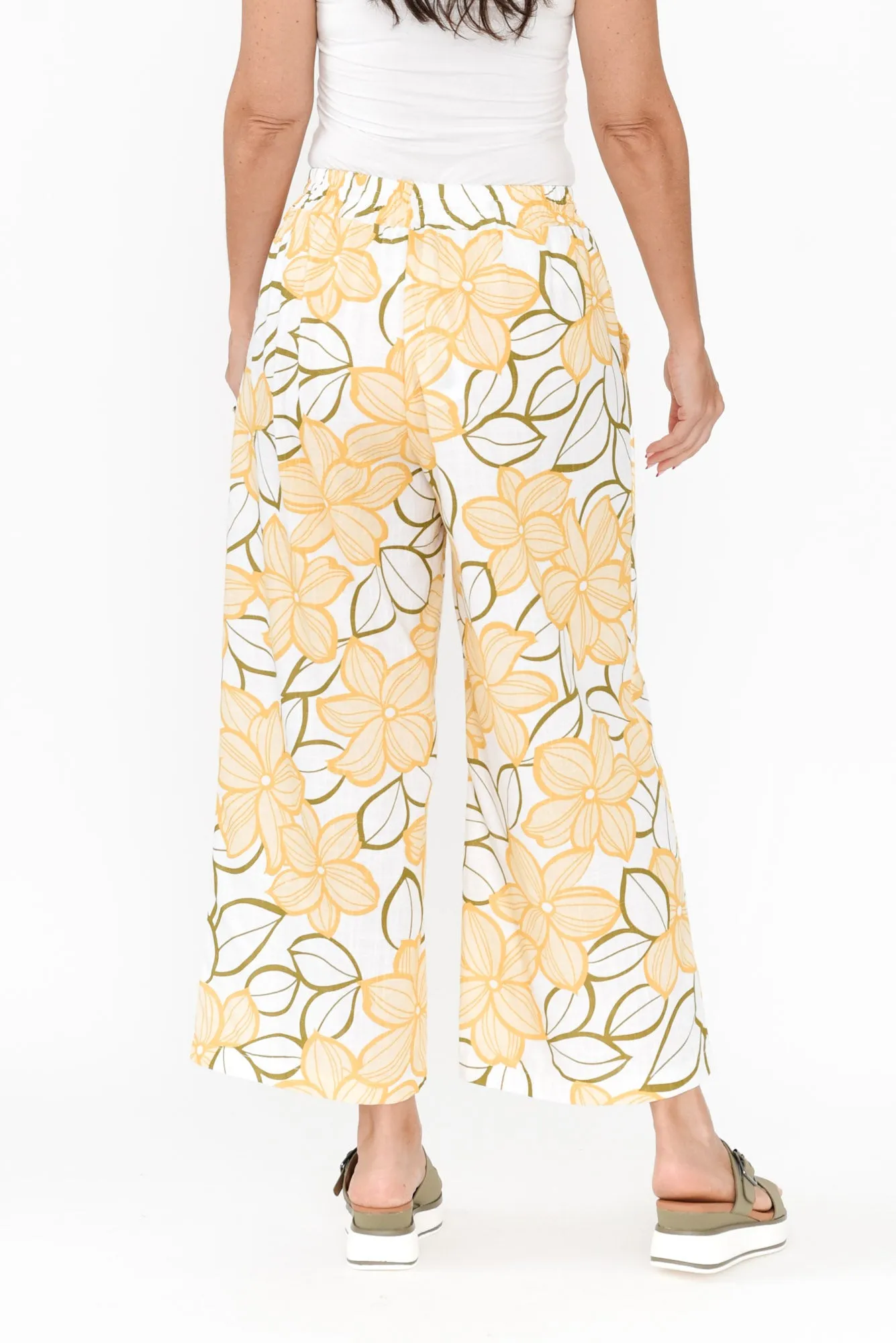 Minnelli Yellow Floral Linen Cotton Pants sold by Blue Bungalow product image thumbnail 4