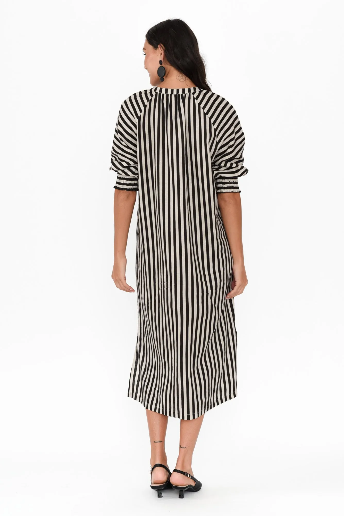 Dorothea Black Stripe Linen Blend Dress sold by Blue Bungalow product image thumbnail 5