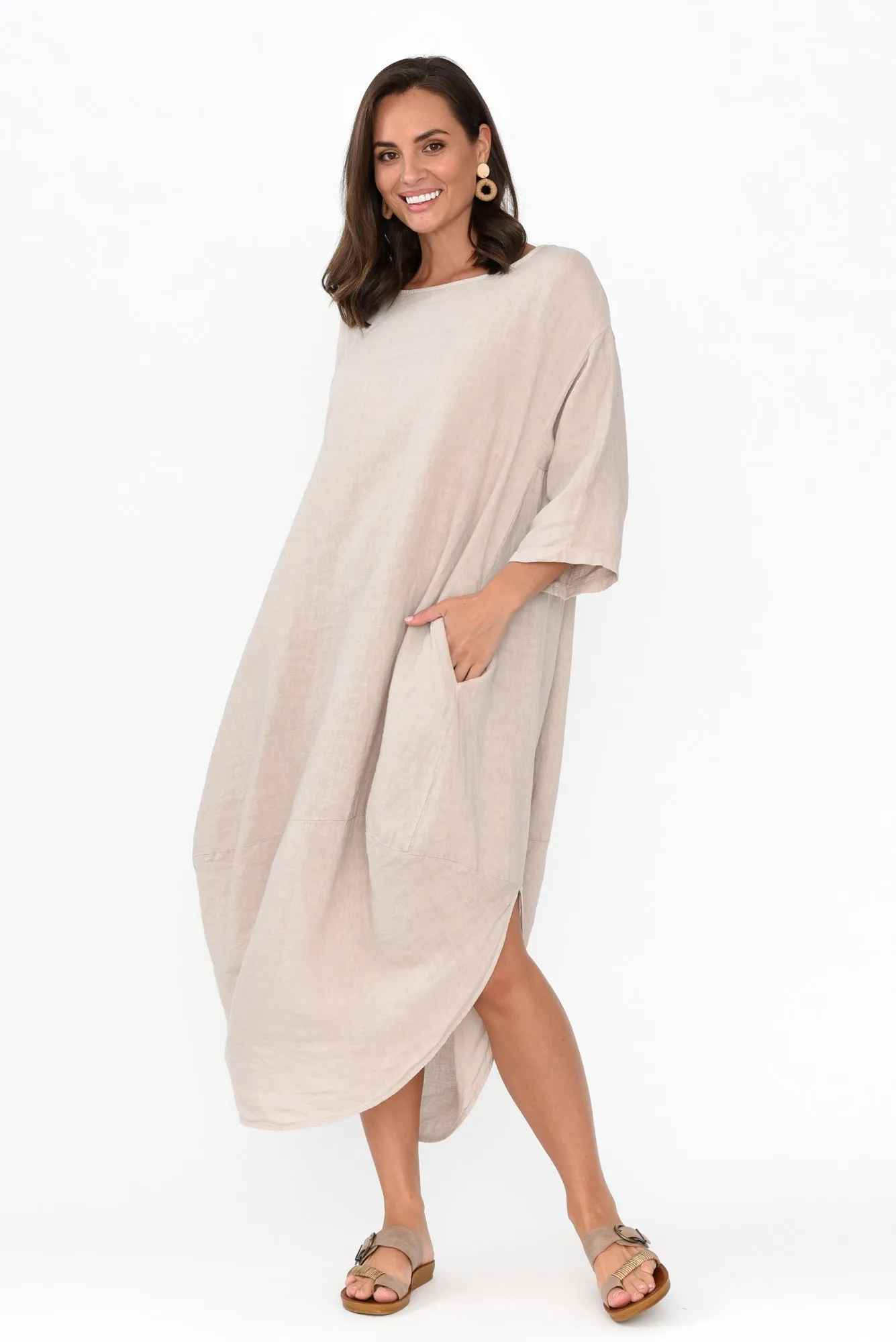 Irina Natural Linen Dress sold by Blue Bungalow product image thumbnail 3