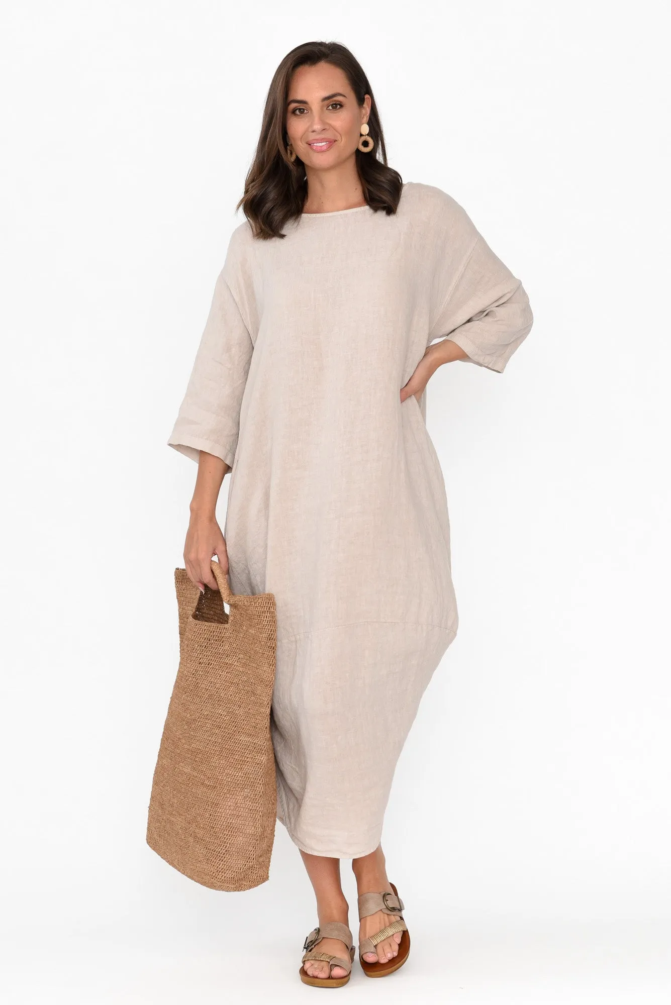 Irina Natural Linen Dress sold by Blue Bungalow