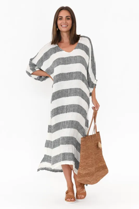 Marcel Black Stripe Linen Dress sold by Blue Bungalow