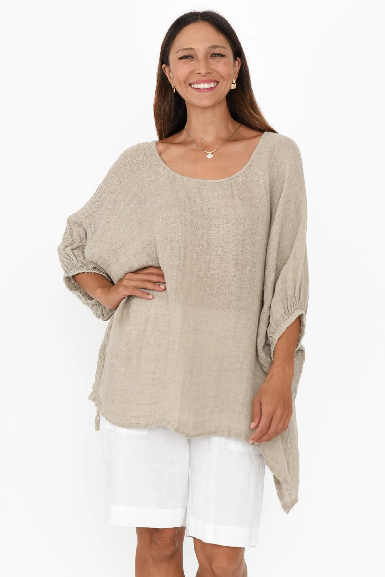 Nassau Natural Linen Top sold by Blue Bungalow