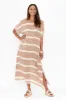 Galene Rust Stripe Linen Dress sold by Blue Bungalow