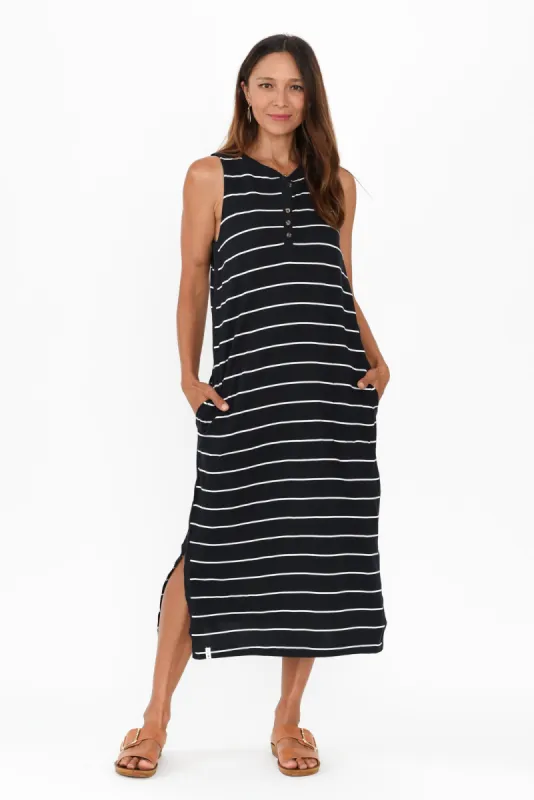 Elysian Navy Stripe Cotton Pocket Dress sold by Blue Bungalow