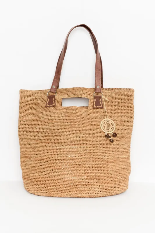 Soa Natural Raffia Shoulder Bag sold by Blue Bungalow