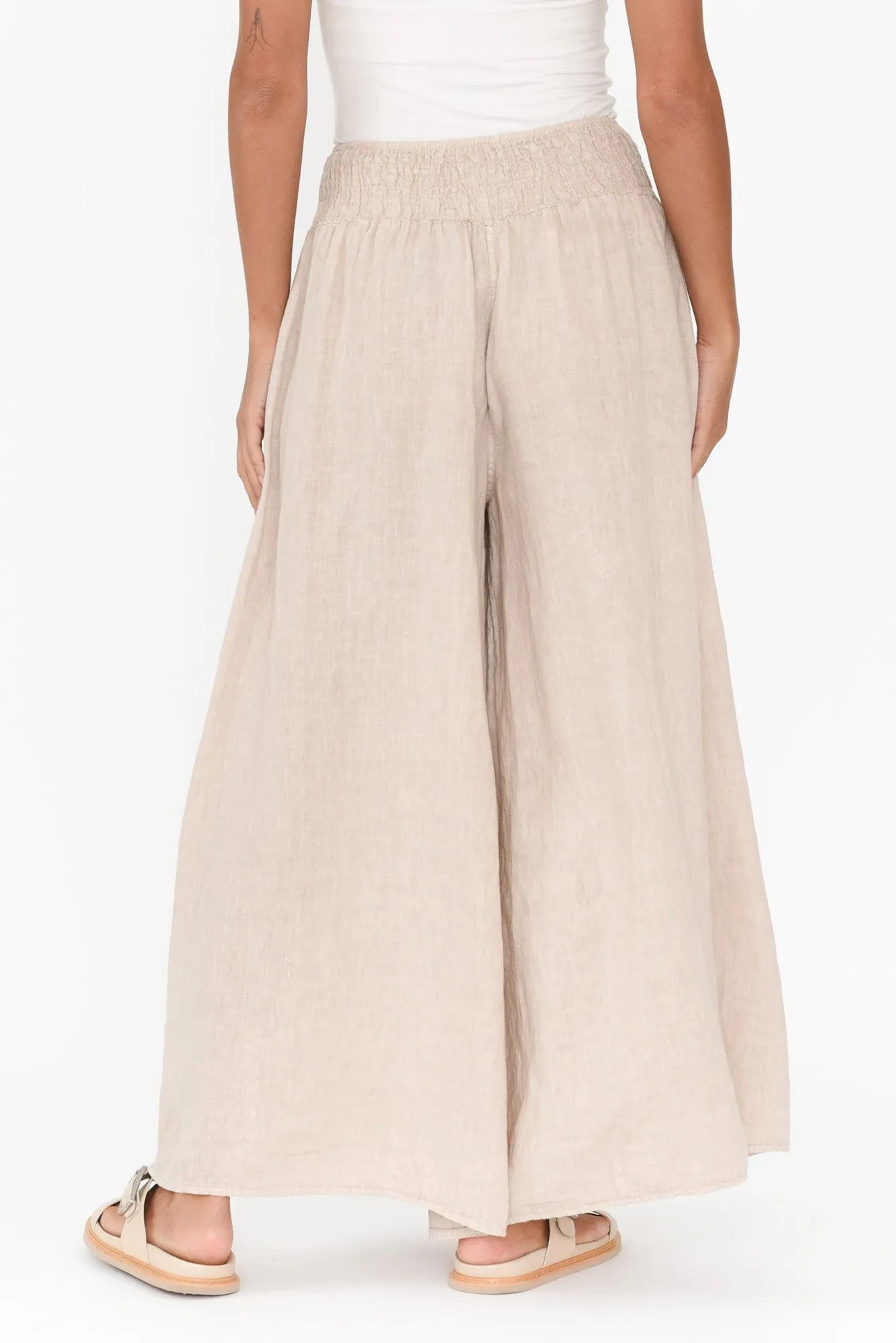 Rumi Beige Wide Leg Linen Pants sold by Blue Bungalow product image thumbnail 4