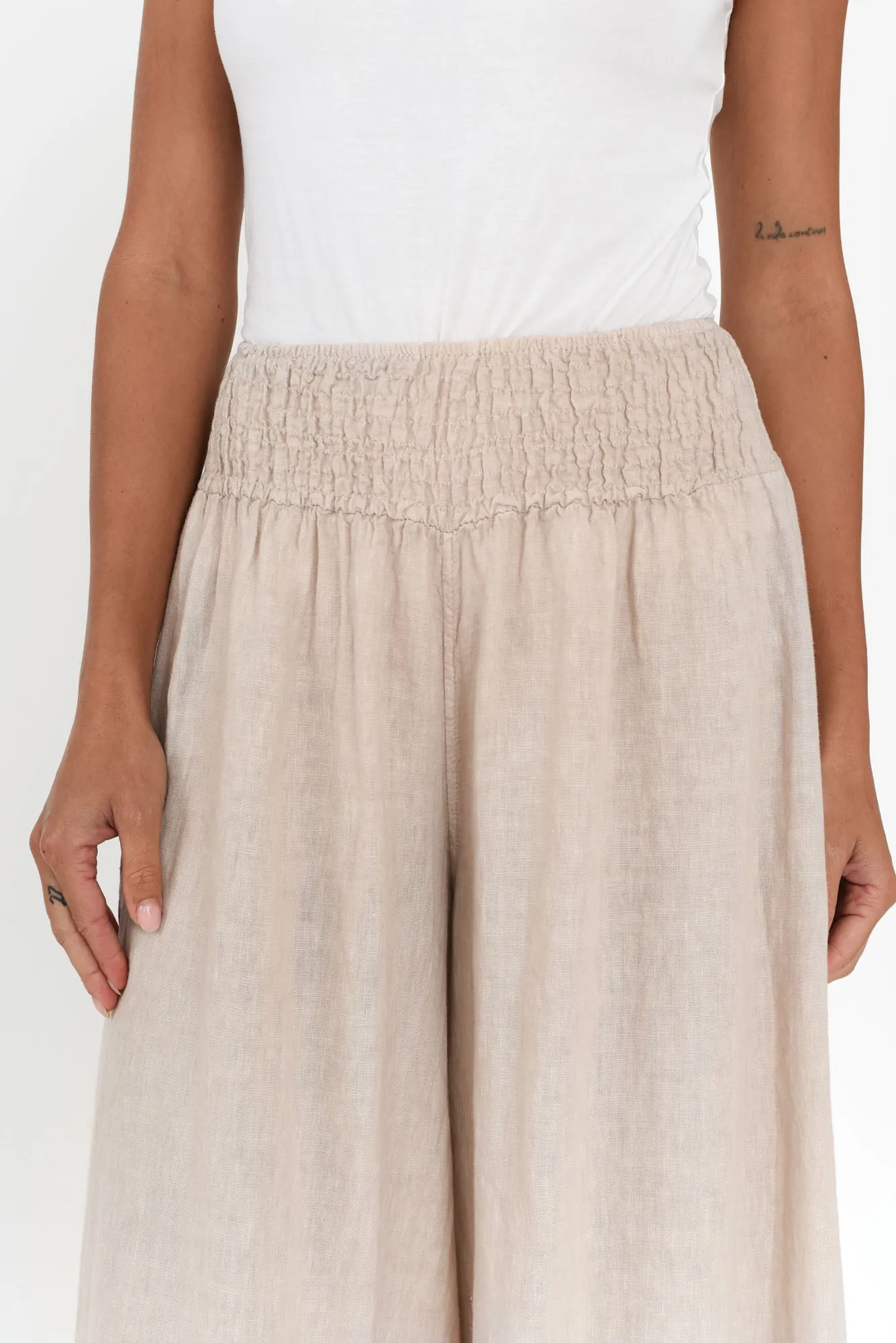 Rumi Beige Wide Leg Linen Pants sold by Blue Bungalow product image thumbnail 5