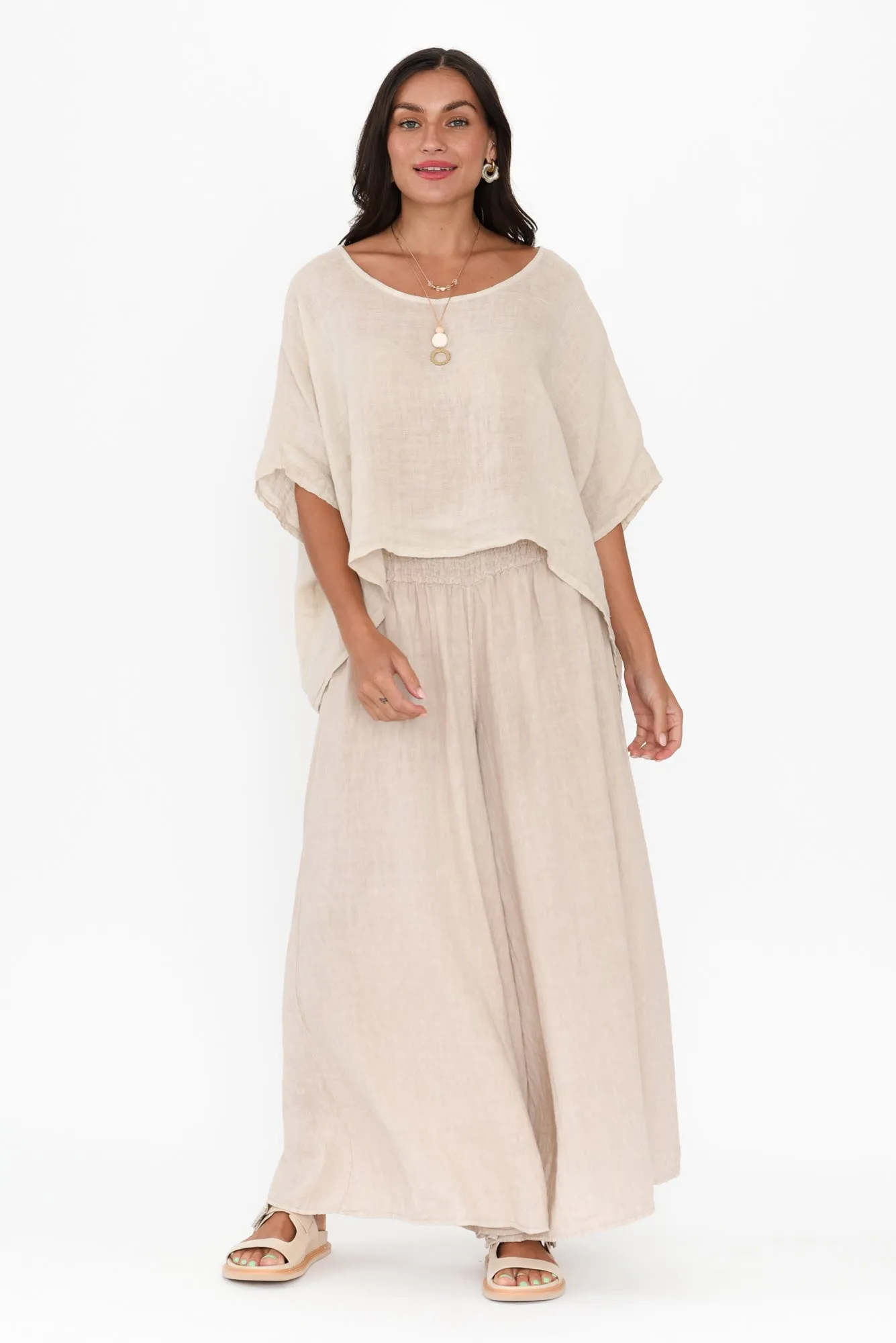 Rumi Beige Wide Leg Linen Pants sold by Blue Bungalow product image thumbnail 2