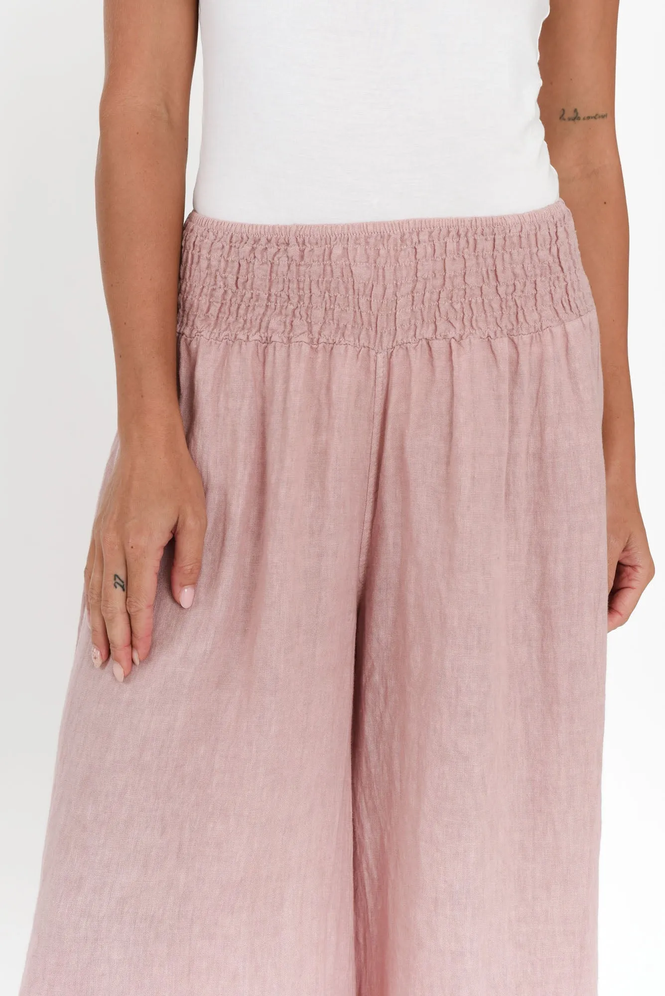 Rumi Blush Wide Leg Linen Pants sold by Blue Bungalow product image thumbnail 5