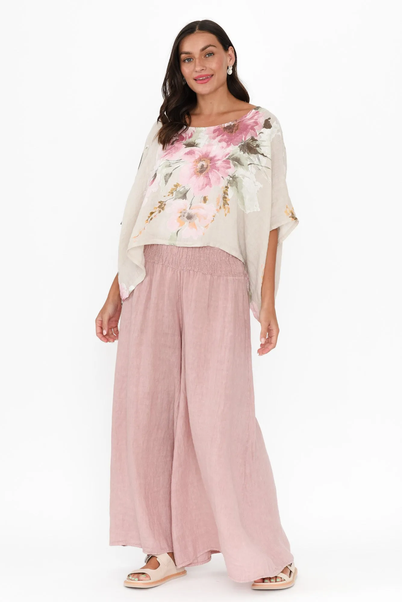 Rumi Blush Wide Leg Linen Pants sold by Blue Bungalow product image thumbnail 2