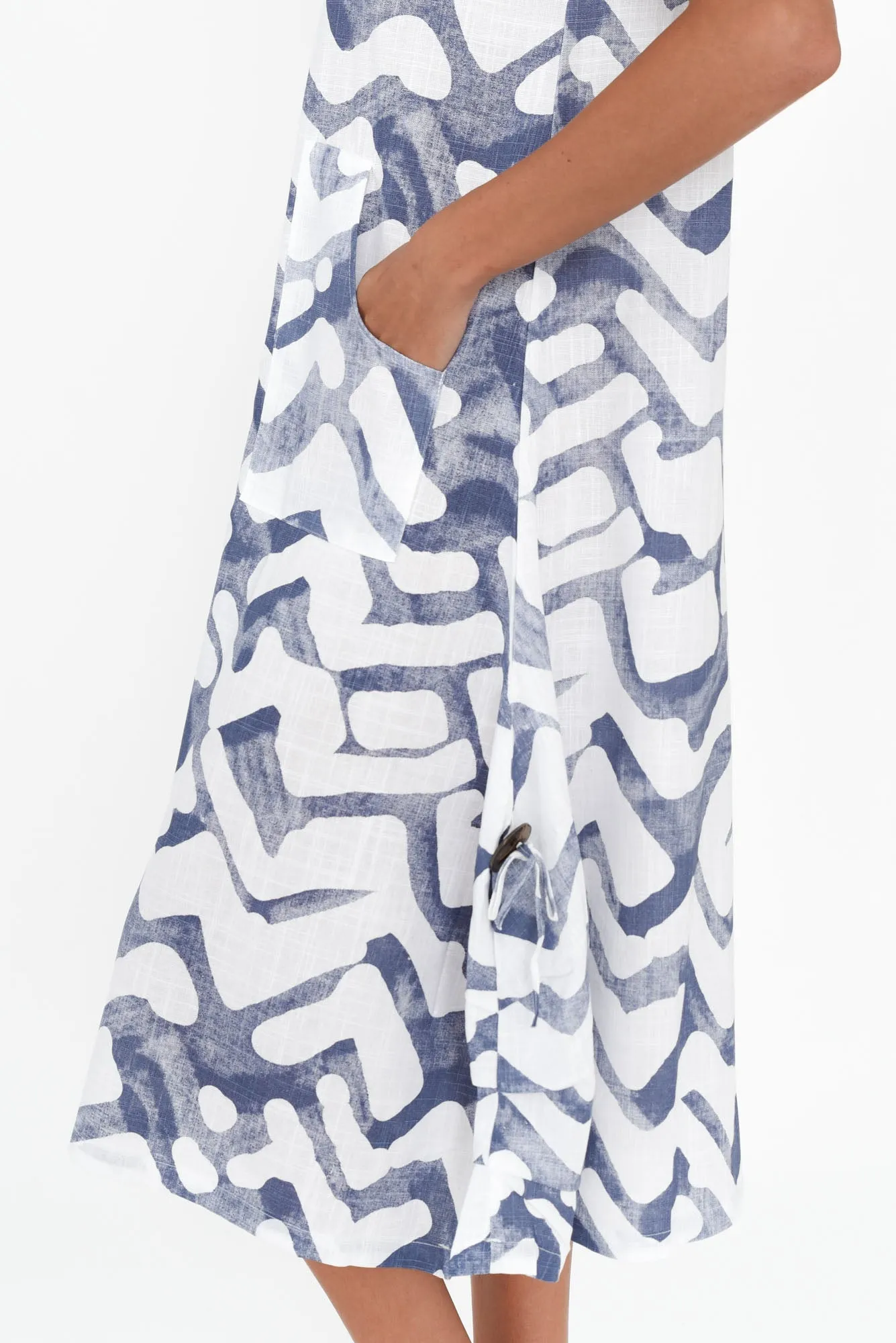 Lula Blue Geo Linen Cotton Dress sold by Blue Bungalow product image thumbnail 5