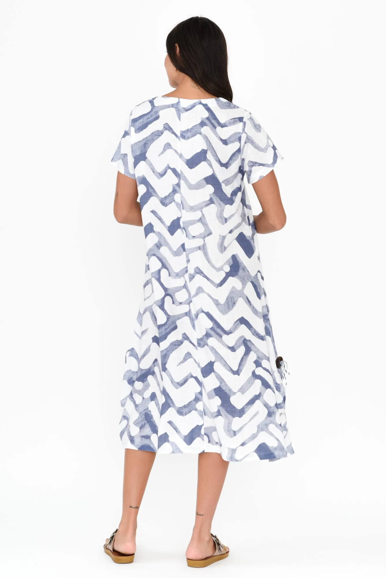 Lula Blue Geo Linen Cotton Dress sold by Blue Bungalow product image thumbnail 4