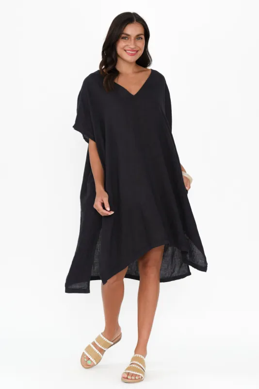 Oraya Navy Linen Kaftan sold by Blue Bungalow