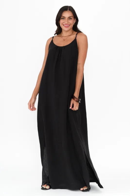 Kylah Black Linen Maxi Dress sold by Blue Bungalow