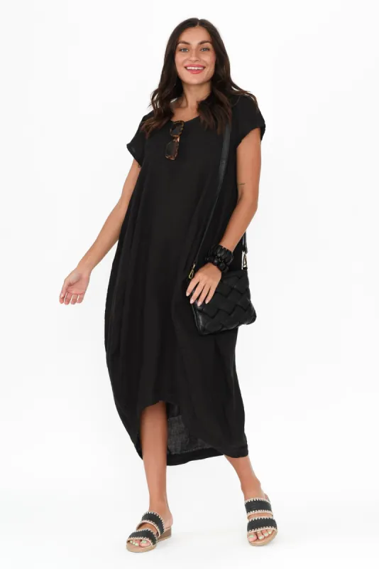 Verity Black Linen Dress sold by Blue Bungalow