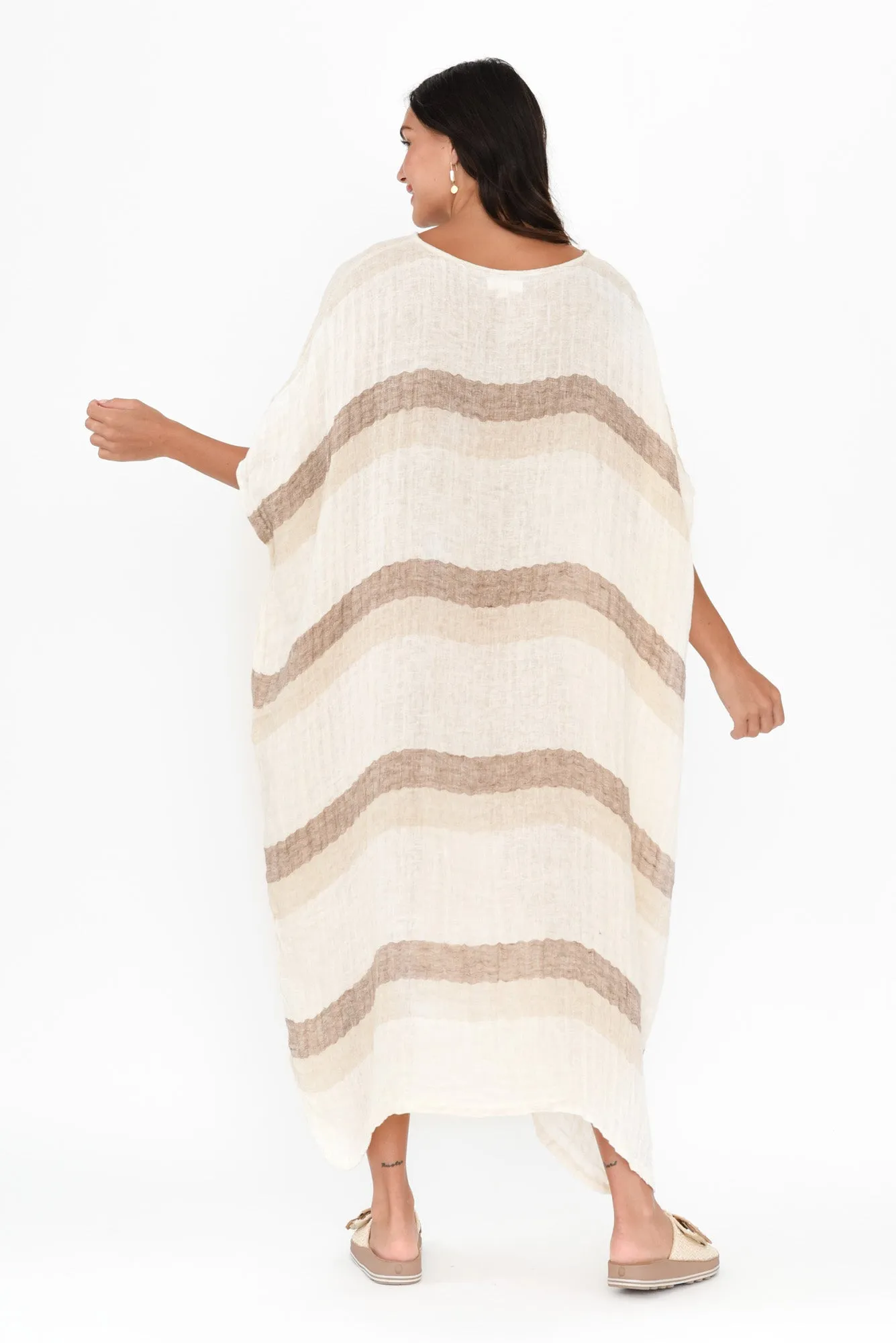 Brinley Beige Stripe Linen Dress sold by Blue Bungalow product image thumbnail 4