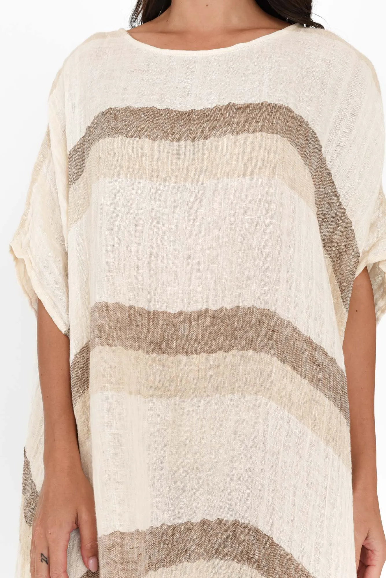 Brinley Beige Stripe Linen Dress sold by Blue Bungalow product image thumbnail 5