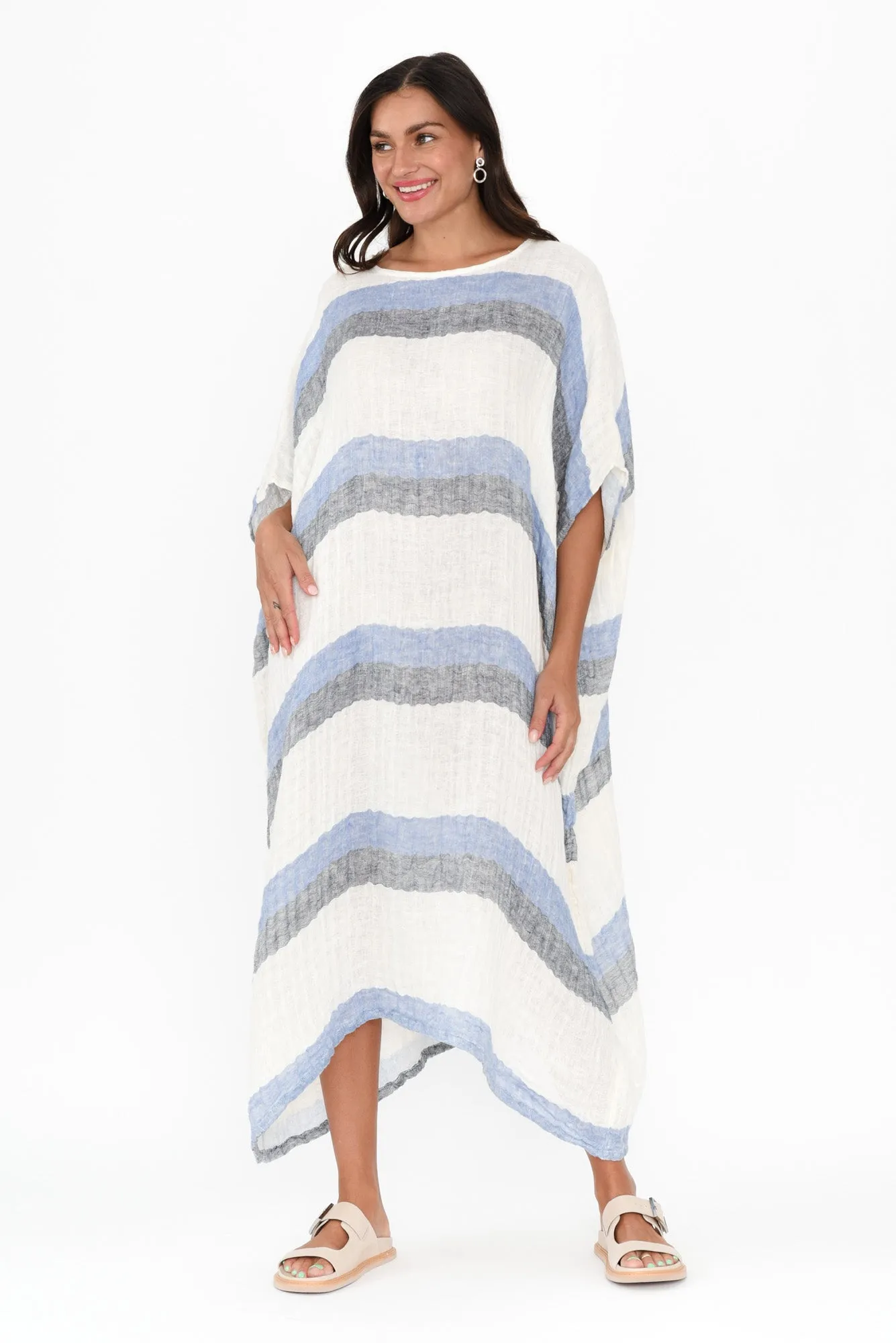 Brinley Navy Stripe Linen Dress sold by Blue Bungalow product image thumbnail 2