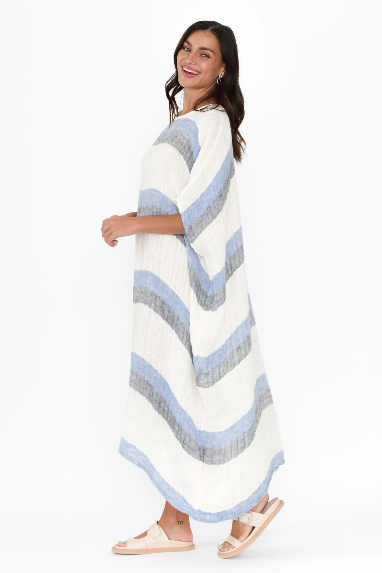 Brinley Navy Stripe Linen Dress sold by Blue Bungalow product image thumbnail 3