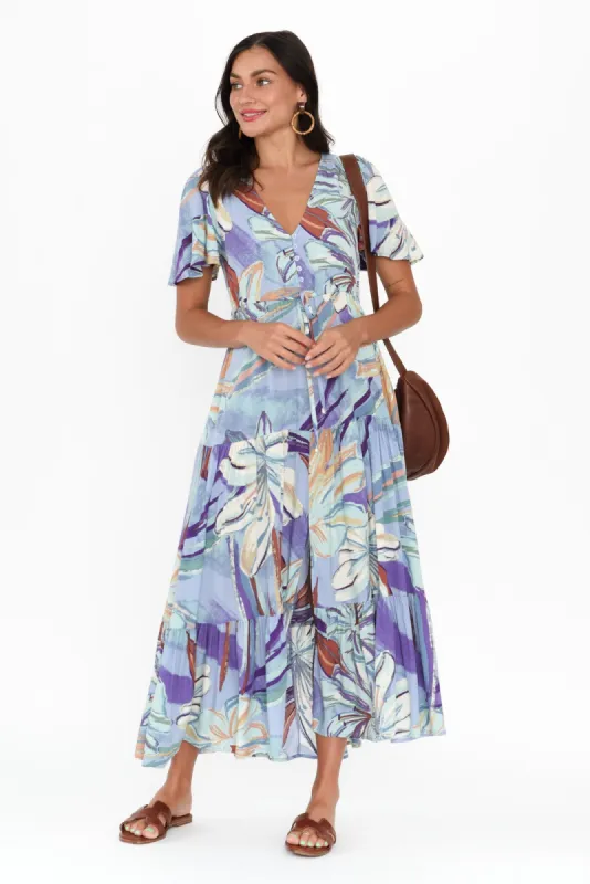 Butler Blue Floral Tie Maxi Dress sold by Blue Bungalow