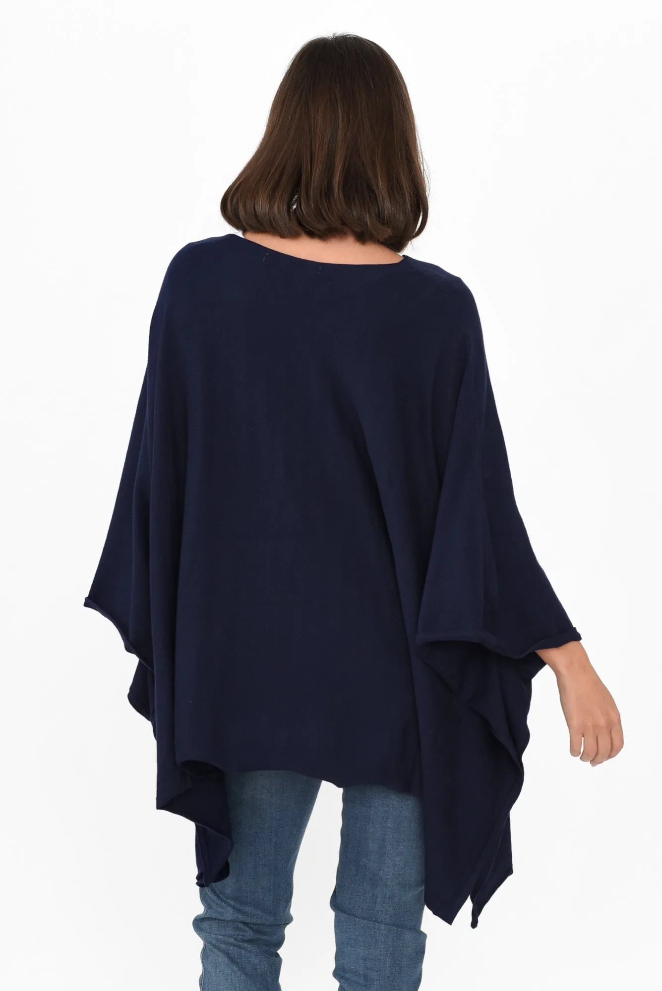 Timothy Navy Cotton Stretch Poncho sold by Blue Bungalow product image thumbnail 4