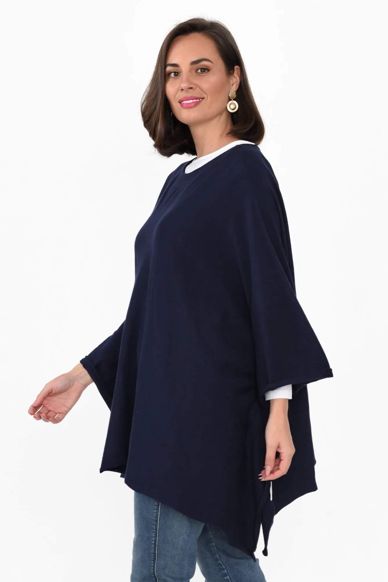 Timothy Navy Cotton Stretch Poncho sold by Blue Bungalow product image thumbnail 3