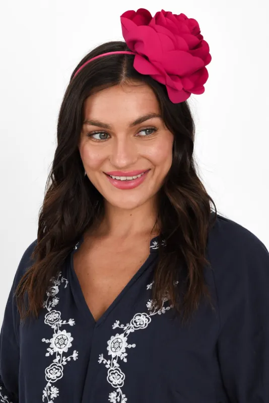 Amy Hot Pink Flower Fascinator sold by Blue Bungalow