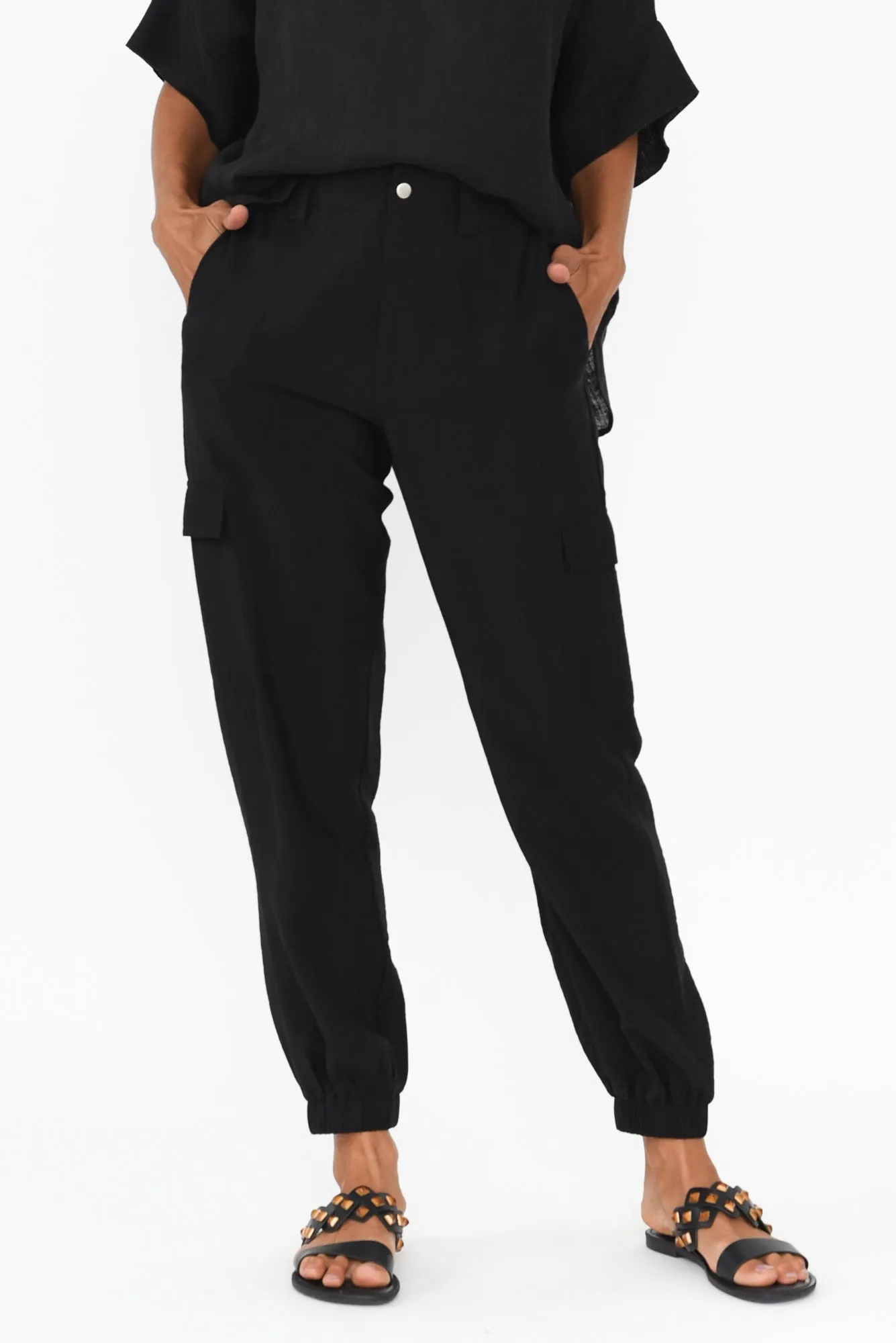 Adrianna Black Cuffed Jogger sold by Blue Bungalow