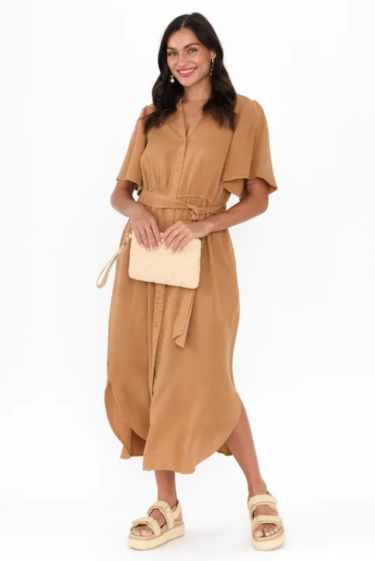 Dresden Tan Lyocell Shirt Dress sold by Blue Bungalow