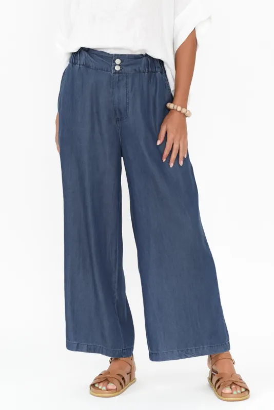 Rio Indigo Lyocell Relaxed Pants sold by Blue Bungalow