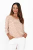 Megan Beige Stripe Cotton Long Sleeve Top sold by Blue Bungalow