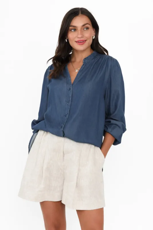 London Indigo Lyocell Blouse sold by Blue Bungalow