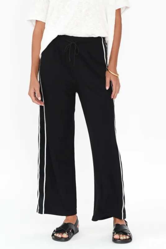 Evelyn Black Contrast Trim Pants sold by Blue Bungalow