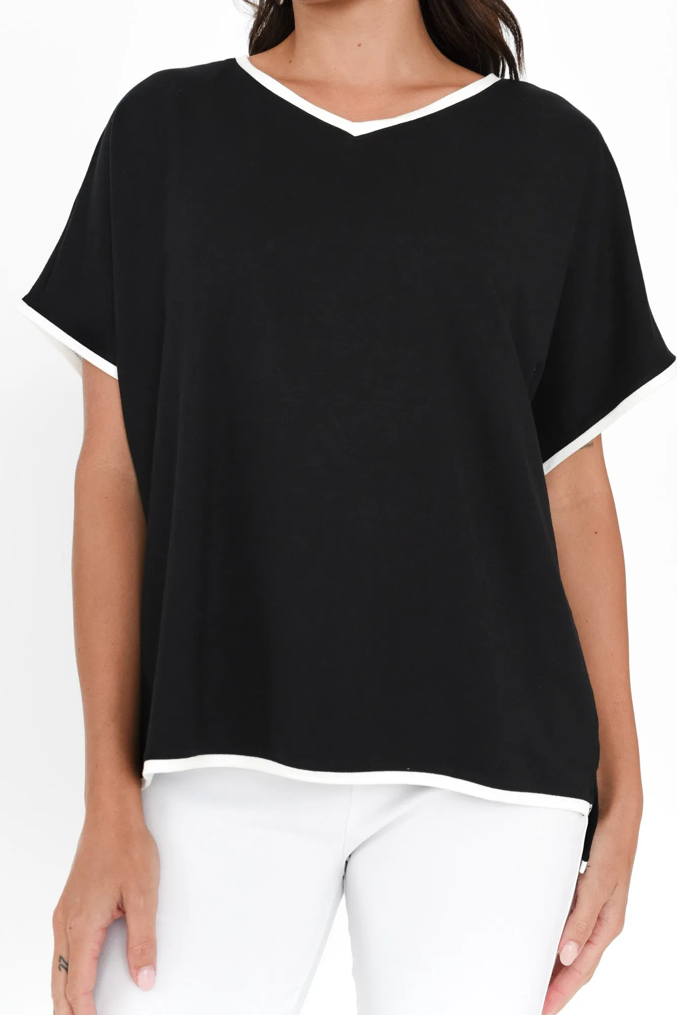 Clara Black Contrast Trim Tee sold by Blue Bungalow product image thumbnail 5