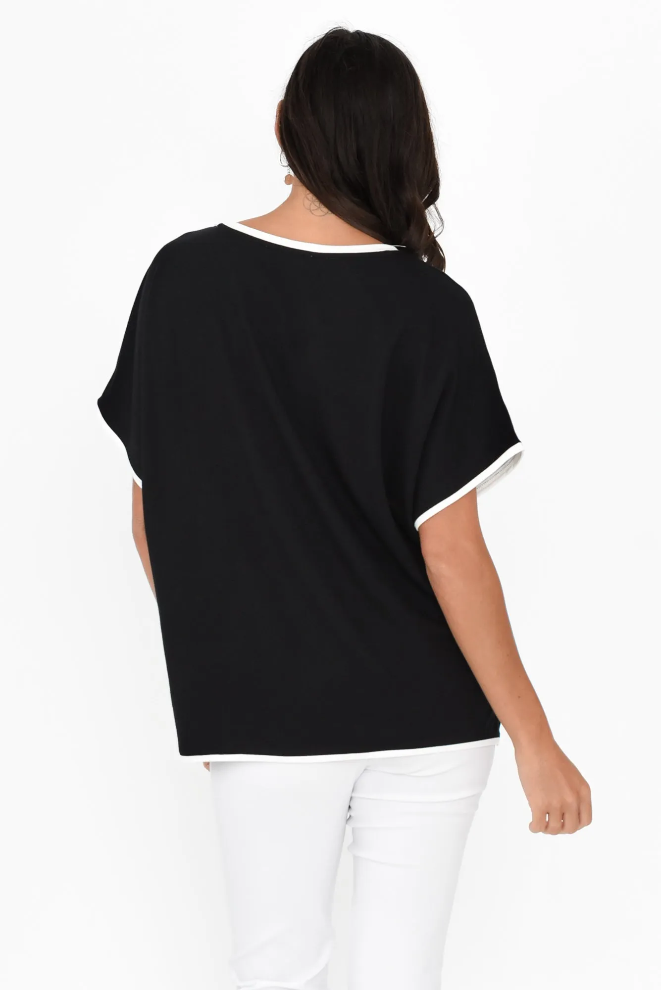 Clara Black Contrast Trim Tee sold by Blue Bungalow product image thumbnail 4