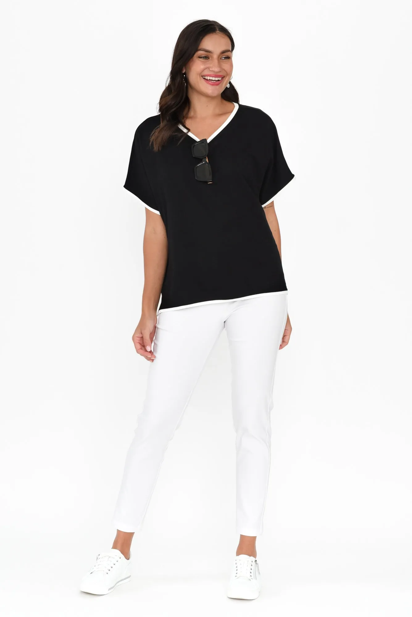 Clara Black Contrast Trim Tee sold by Blue Bungalow product image thumbnail 2